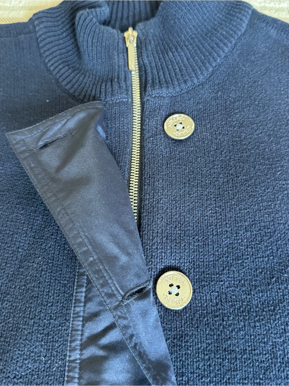 Chaps Navy Blue 100% Cotton Zip Front Sweater Vest Size Large - Picture 6 of 9